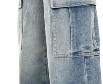 Verdusa Boys Jeans Baggy Vintage Straight Leg Denim Cargo Pants with Pockets 8-14 Years