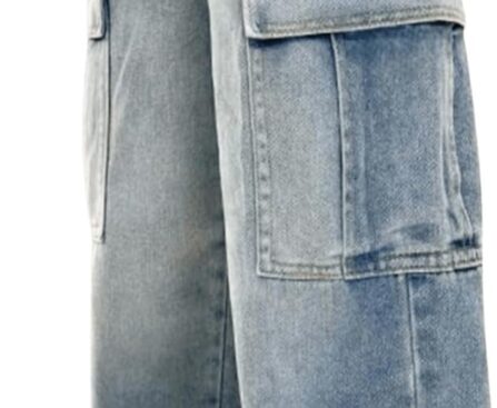 Verdusa Boys Jeans Baggy Vintage Straight Leg Denim Cargo Pants with Pockets 8-14 Years