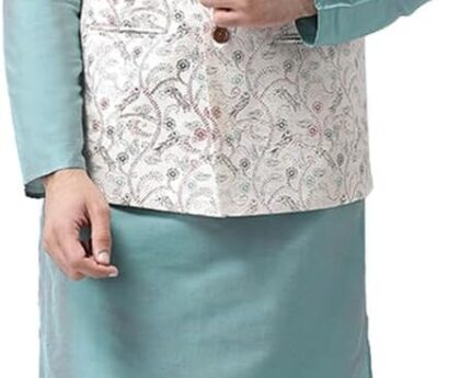 KISAH Men’s Kurta Jacket Set – Traditional Indian Ethnic Wear for Men – Ideal for Weddings, Festivals & Celebrations