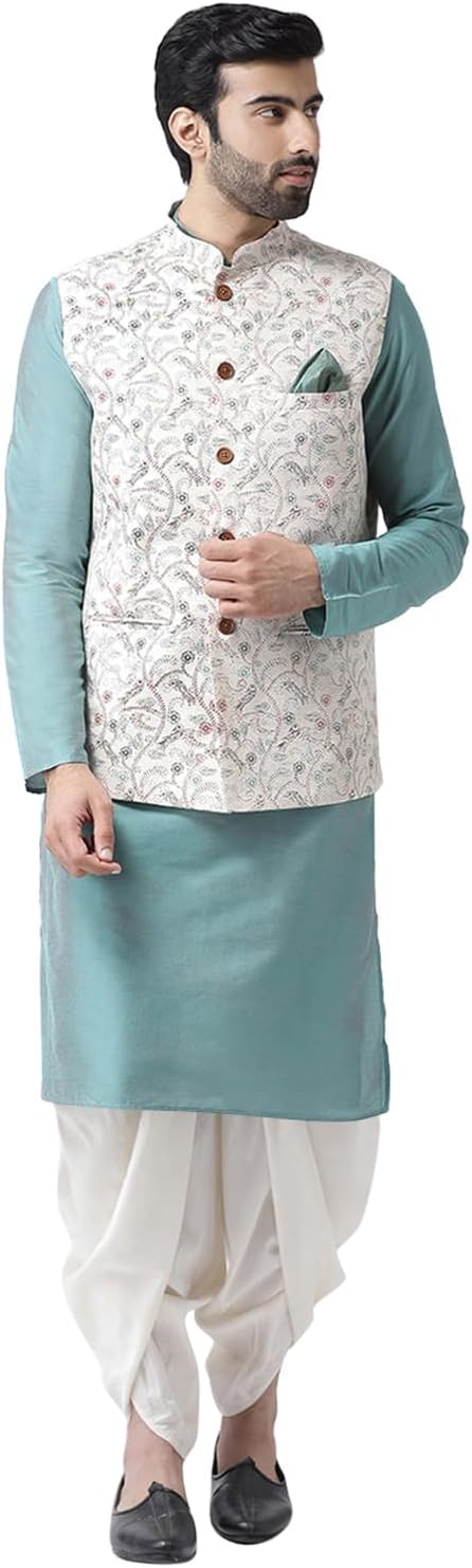 KISAH Men’s Kurta Jacket Set – Traditional Indian Ethnic Wear for Men – Ideal for Weddings, Festivals & Celebrations