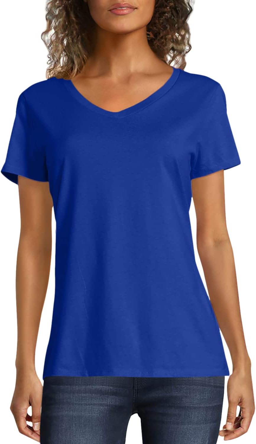 Hanes Women’s Nano Premium Cotton V-Neck T-Shirt Pack