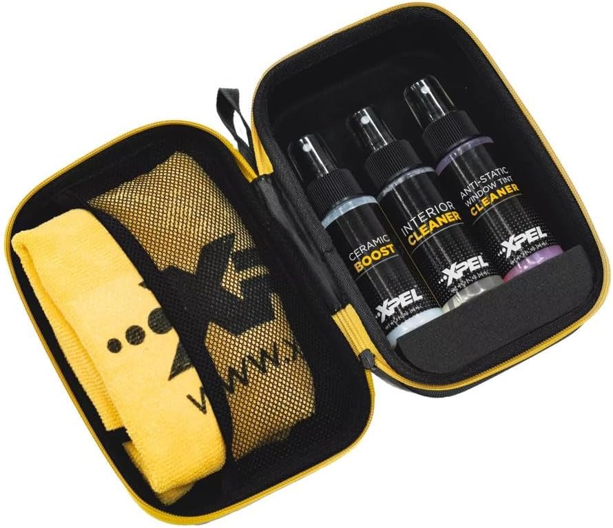 XPEL 3-Pack Interior Care Kit – Car Detailing Set for Interior Surfaces, Trim & Glass | Interior Cleaner, Ceramic Boost, Tint-Safe Glass Cleaner & Premium Microfiber Towel in Branded Case