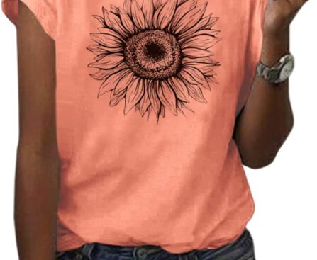 Cicy Bell Women’s T Shirts Short Sleeve Tees Sunflower Graphic Loose Summer Tops