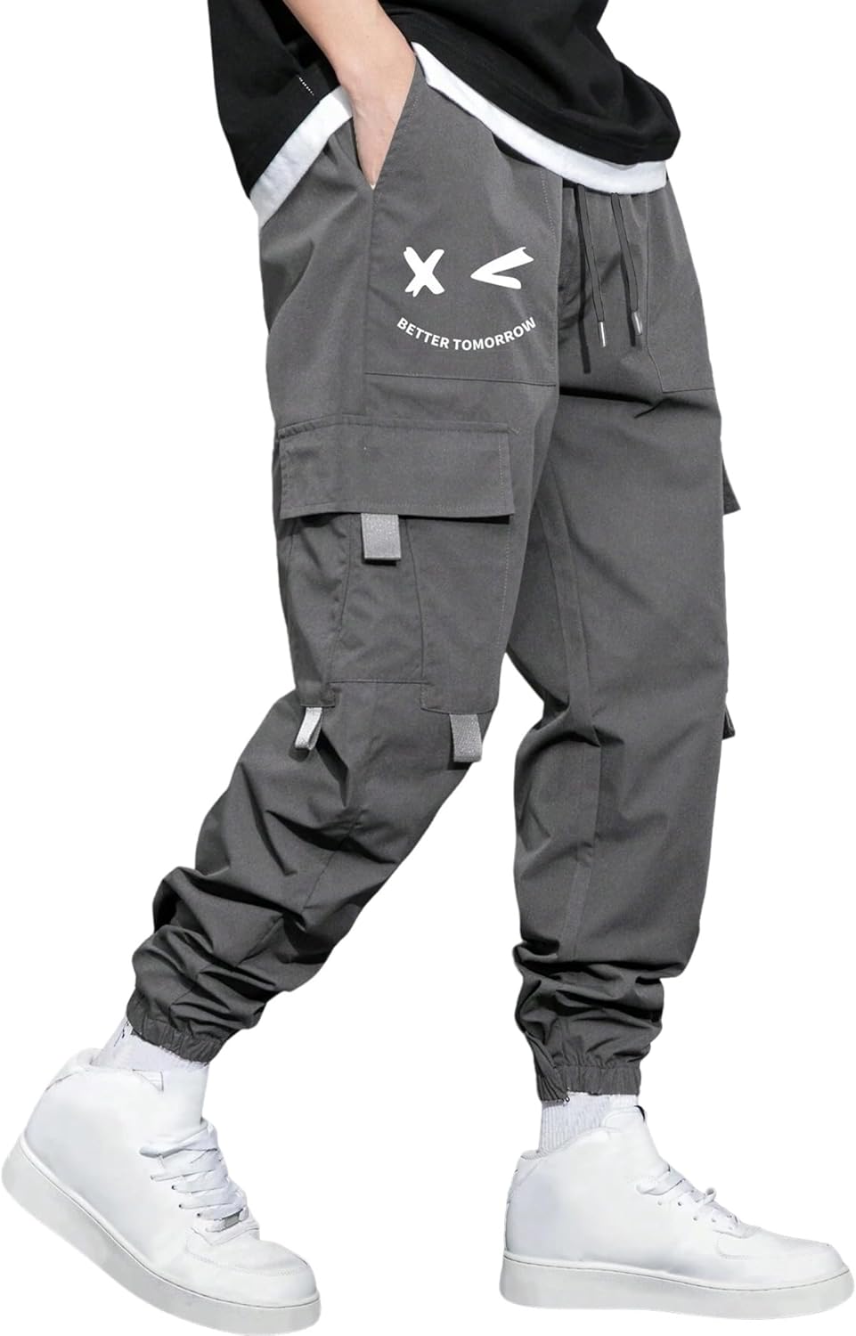 ZAFUL Men’s Jogger Cargo Pant Elastic Waist Drawstring Straight Leg Sweatpants Lightweight Casual Trousers with Pockets