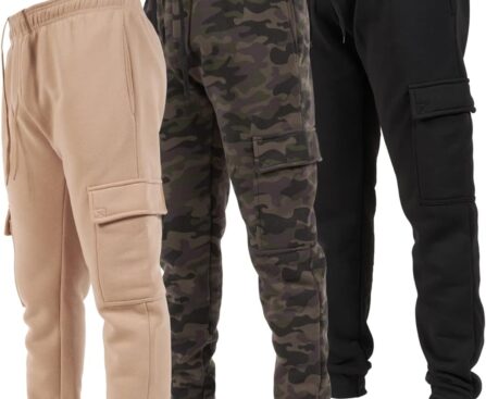 Ultra Performance 3 Pack Mens Sweatpants, Fleece Cargo Joggers for Men with Pockets