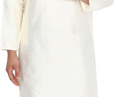 SKAVIJ Men’s Art Silk Indian Kurta Pajama Festive Season Dress Suit