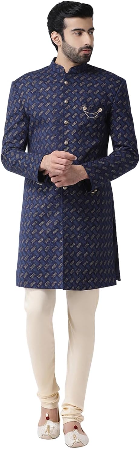 KISAH Men’s Sherwani Set – Traditional Indian Ethnic Wear for Men – Ideal for Weddings, Festivals & Celebrations