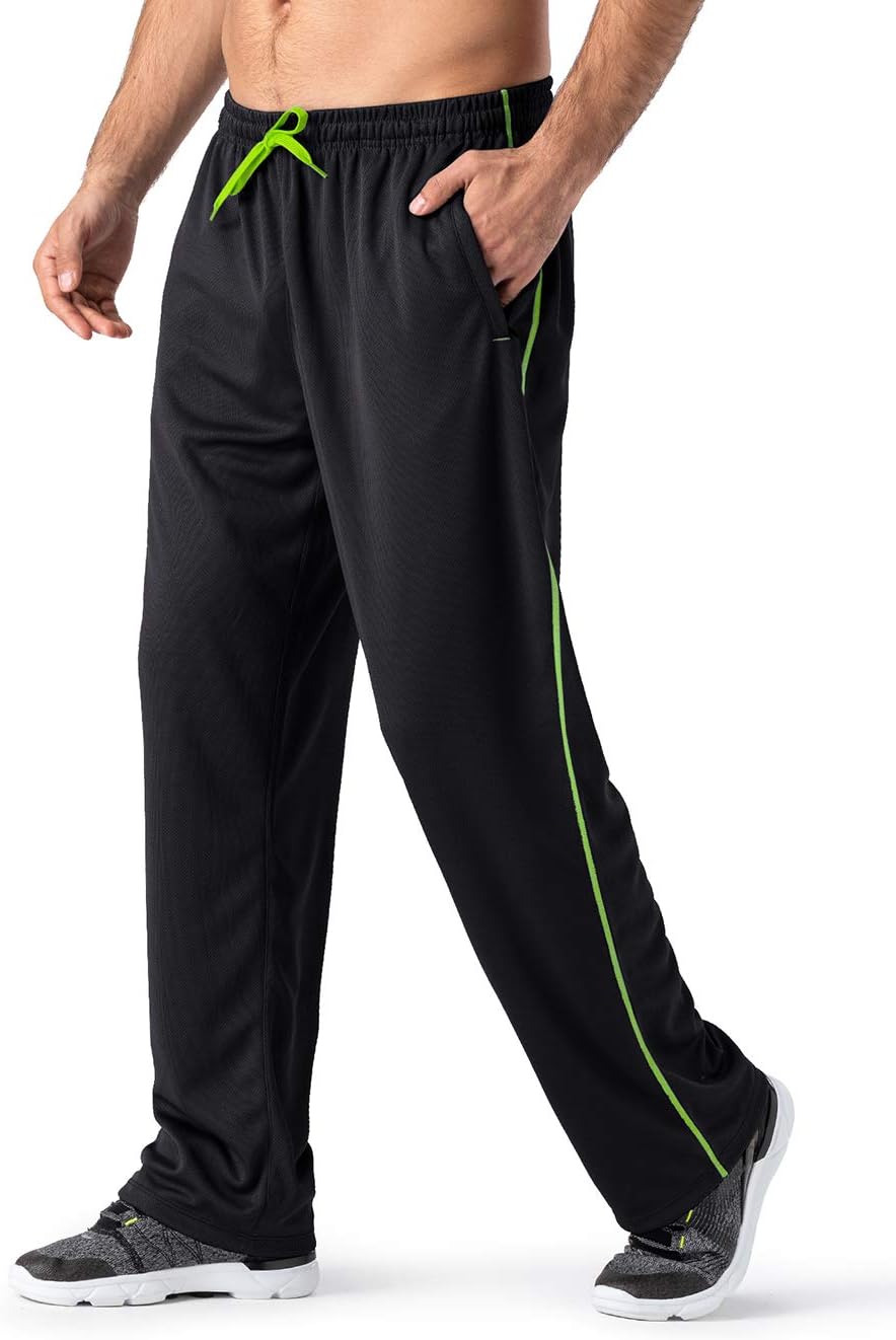 MAGNIVIT Men’s Lightweight Sweatpants Loose Fit Open Bottom Mesh Athletic Pants with Zipper Pockets