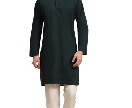 SKAVIJ Men’s Pure 100% Cotton Kurta Pajama Set – Traditional Indian Ethnic Wear, Mandarin Collar Kurta, Punjabi Dress