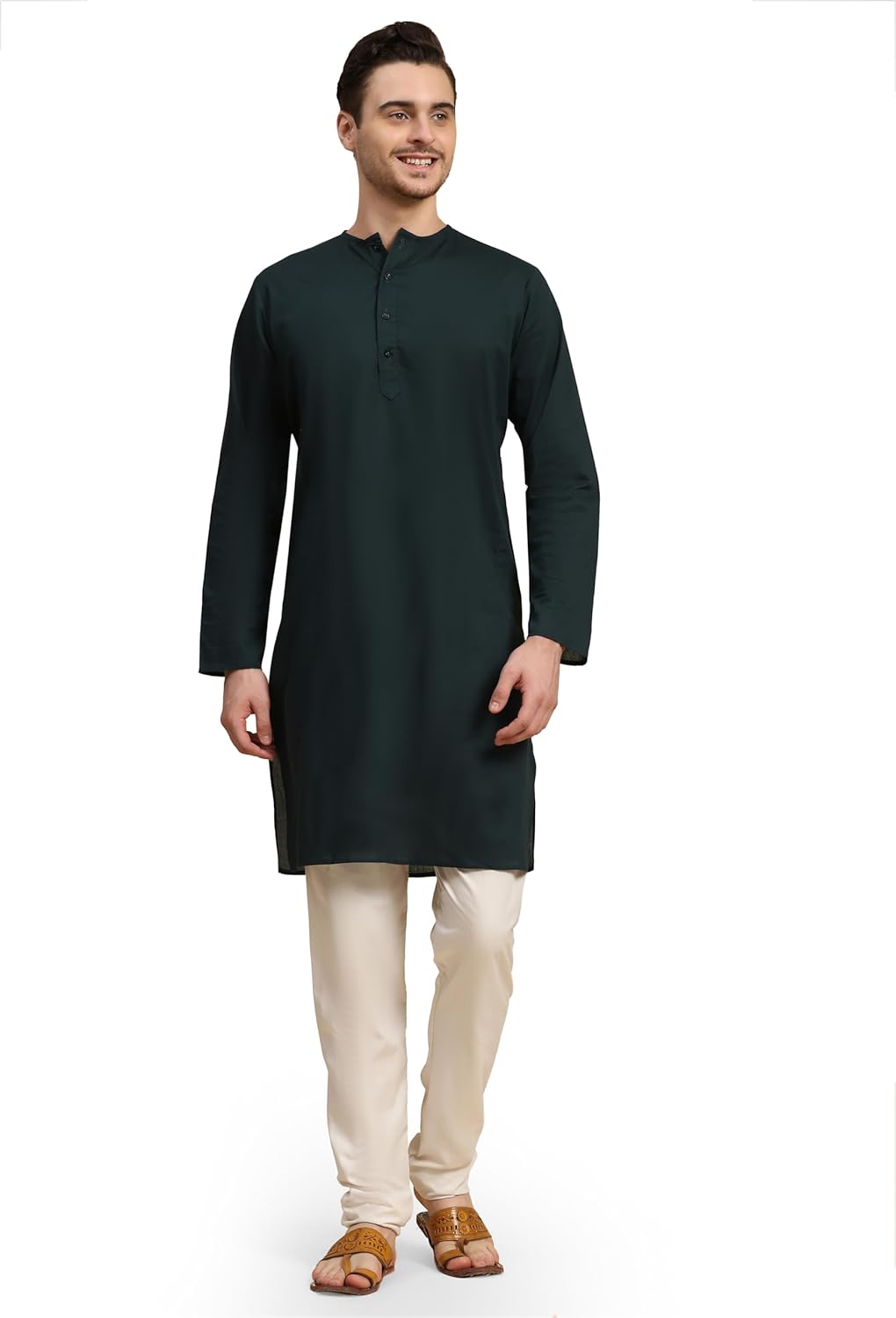 SKAVIJ Men’s Pure 100% Cotton Kurta Pajama Set – Traditional Indian Ethnic Wear, Mandarin Collar Kurta, Punjabi Dress