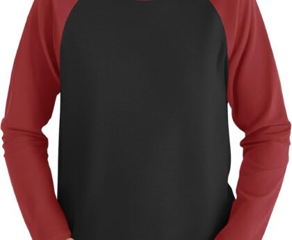 Haloumoning Boys Long Sleeve Raglan T Shirts Kids Color Block Crewneck Casual Tops Tees 4-14 Years