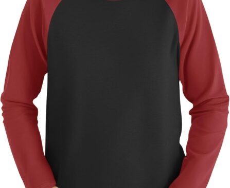 Haloumoning Boys Long Sleeve Raglan T Shirts Kids Color Block Crewneck Casual Tops Tees 4-14 Years