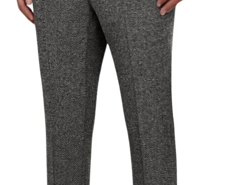 Mens Trousers Retro Vintage Tweed Wool Dress Slacks Gurkha Trousers Pleated Front Regular Fit Casual Suit Pants for Men