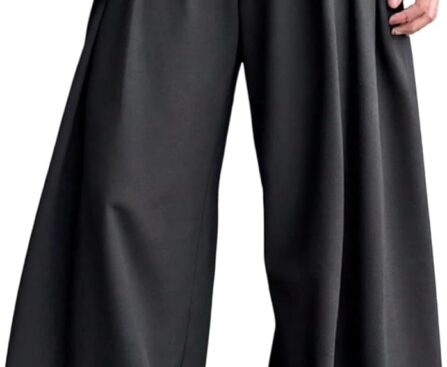 Verdusa Men’s Dress Pants Wide Leg Baggy Pleated Loose Work Trousers with Pocket