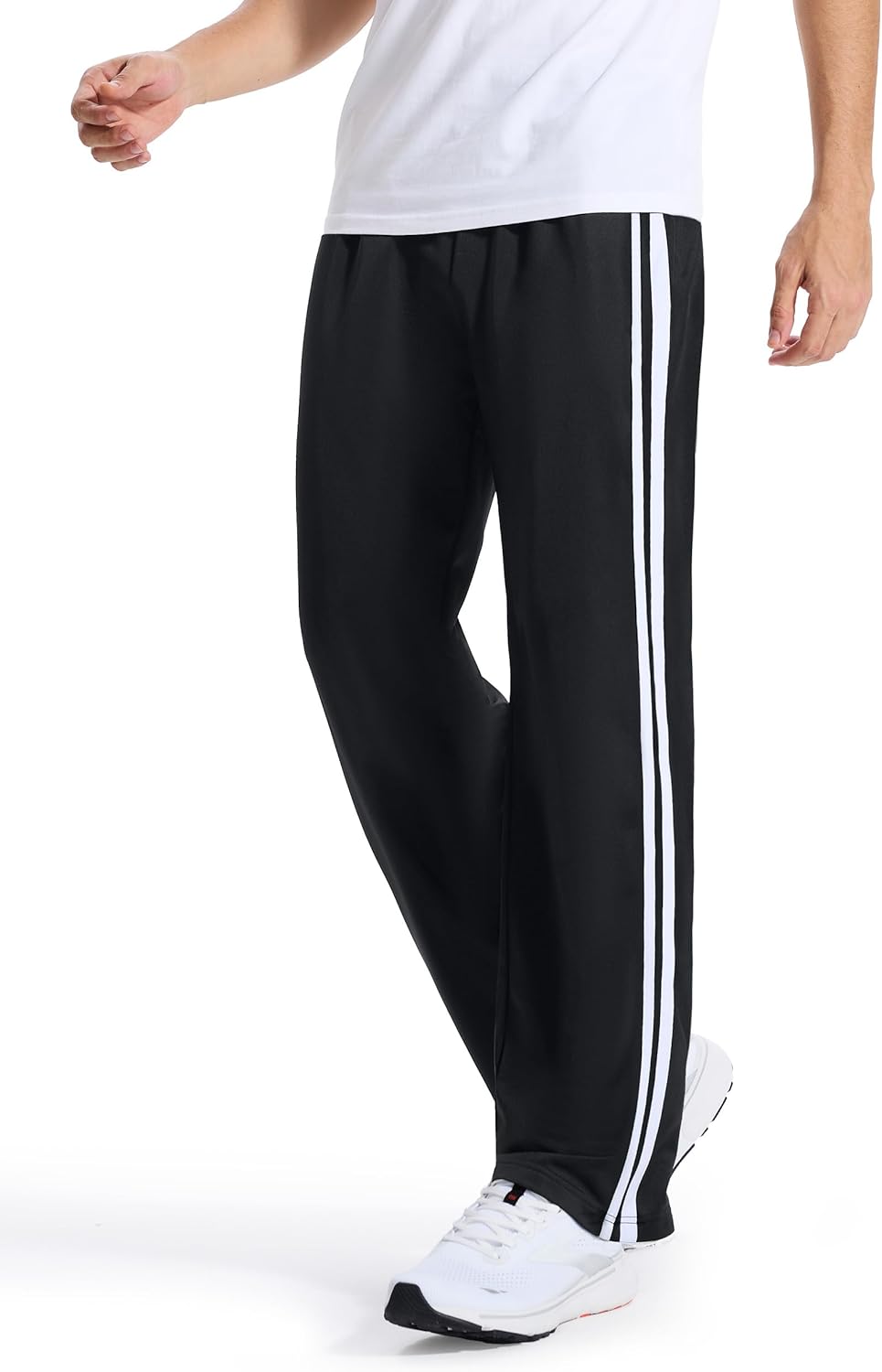 Tall Men’s 34/36/38 Inseam Track Pants Warm-up Sweatpants Open Hem Tracksuit Bottoms for Gym Athletic Workout