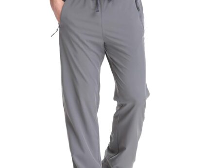 TRAILSIDE SUPPLY CO. Mens Lightweight Track Pants,Stretchy Pants with Zipper Pockets,Loose Fit