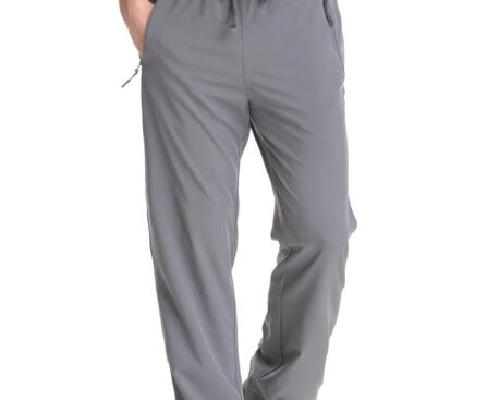 TRAILSIDE SUPPLY CO. Mens Lightweight Track Pants,Stretchy Pants with Zipper Pockets,Loose Fit