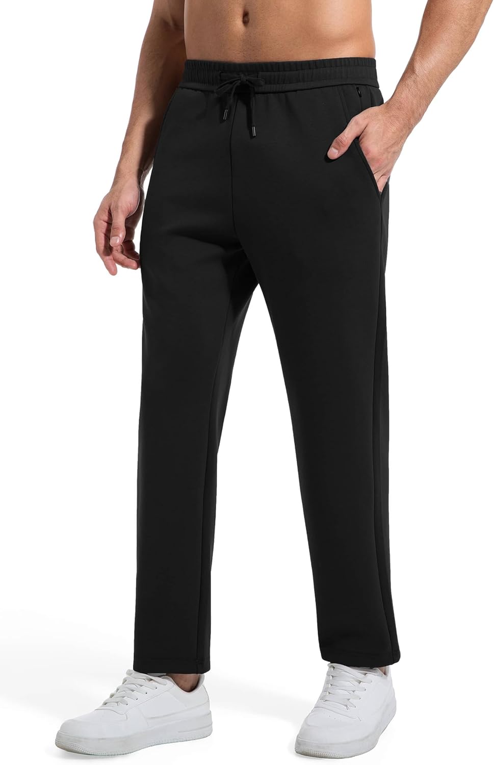 Men’s Heavyweight Sweatpants 28-29″ Inseam Short Length, Cotton Stretch Casual Lounge Pants for Fall Winter