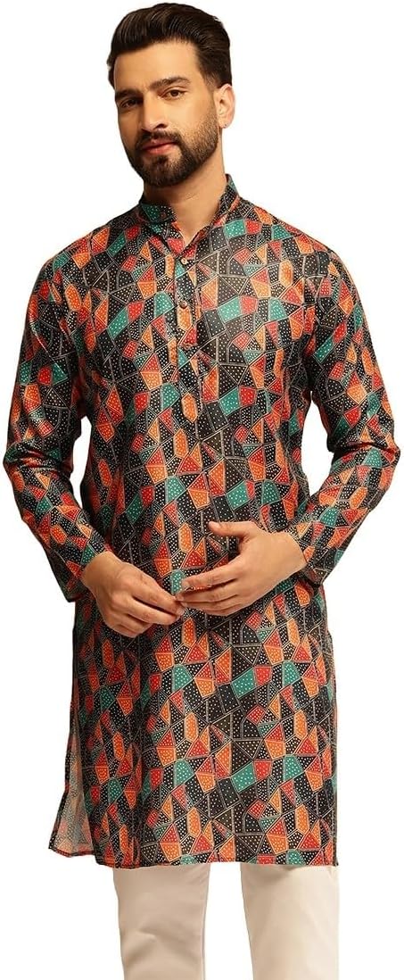 Sojanya (Since 1958 Men’S Cotton Linen Printed Long Kurta
