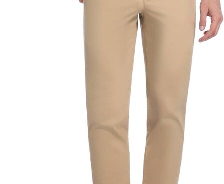 Khaki Pants for Short Men 27″ Straight Slim Fit Men’s Dress Chinos Pants Stretch Smart Casual Trousers