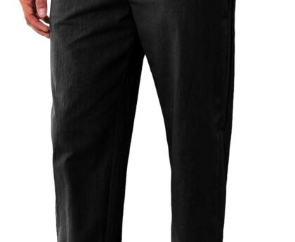 Runcati Mens Kaftan Thobe Pants Cotton Casual Elastic Waist Drawstring Muslim Trousers Summer Yoga Kurta Pants with Pockets