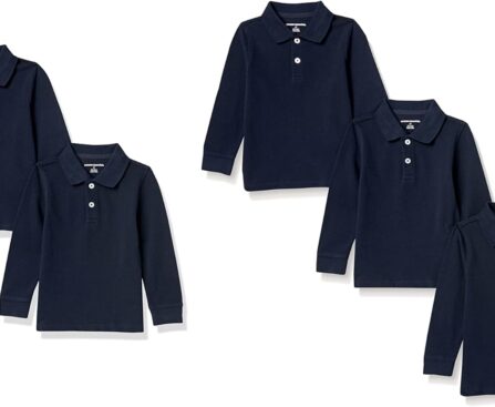 Amazon Essentials Boys and Toddlers’ Long-Sleeve Pique Polo Shirts, Multipacks