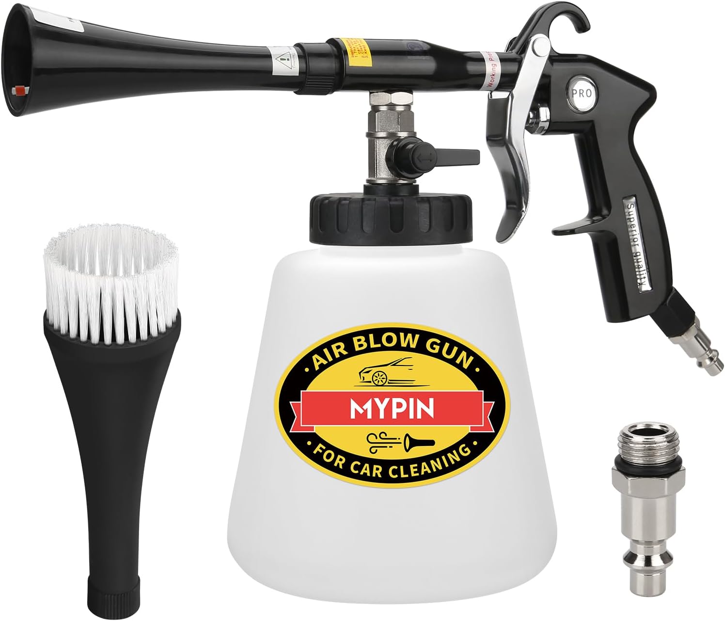MYPIN Car Cleaning Gun Kit, 6-9.2Bar, High Pressure Air Blow Gun with 2 Set Nozzle, Interior Car Cleaning for Vehicle Upholstery Carpet Seat