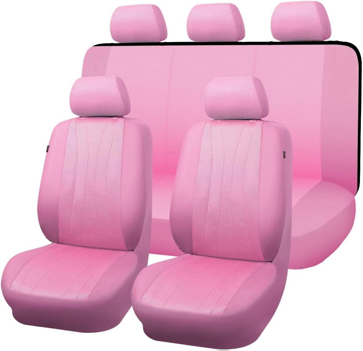 Flying Banner car seat Covers Set airmesh Breathable Fashion Easy Bench Split Protectors Sport Fashion (Pink & Pink, Full Set – Low Back)