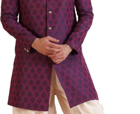 KISAH Men’s Sherwani Set – Traditional Indian Ethnic Wear for Men – Ideal for Weddings, Festivals & Celebrations