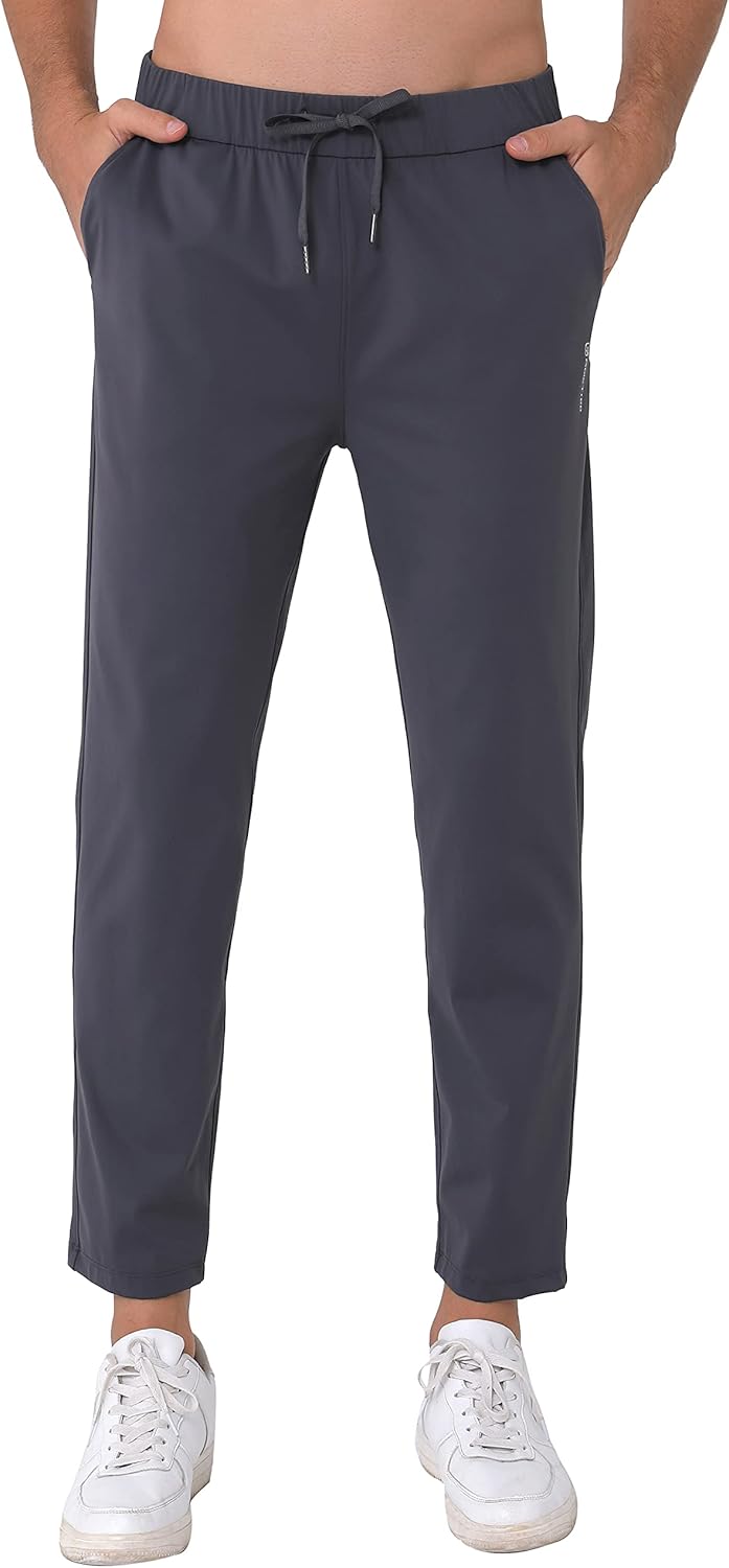 Mens Stretch Travel Pants 27″ Inseam Quick Dry Light Weight Sweatpants Workout Casual Joggers with Pockets