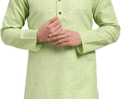 Sojanya (Since 1958 Men’S Cotton Linen Checked Only Long Kurta