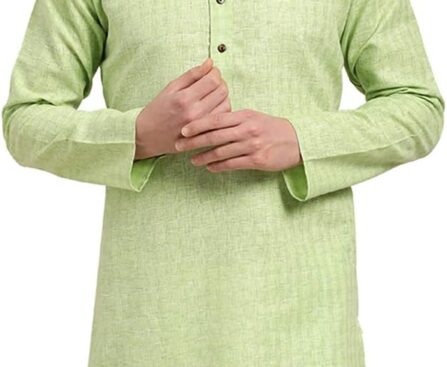 Sojanya (Since 1958 Men’S Cotton Linen Checked Only Long Kurta