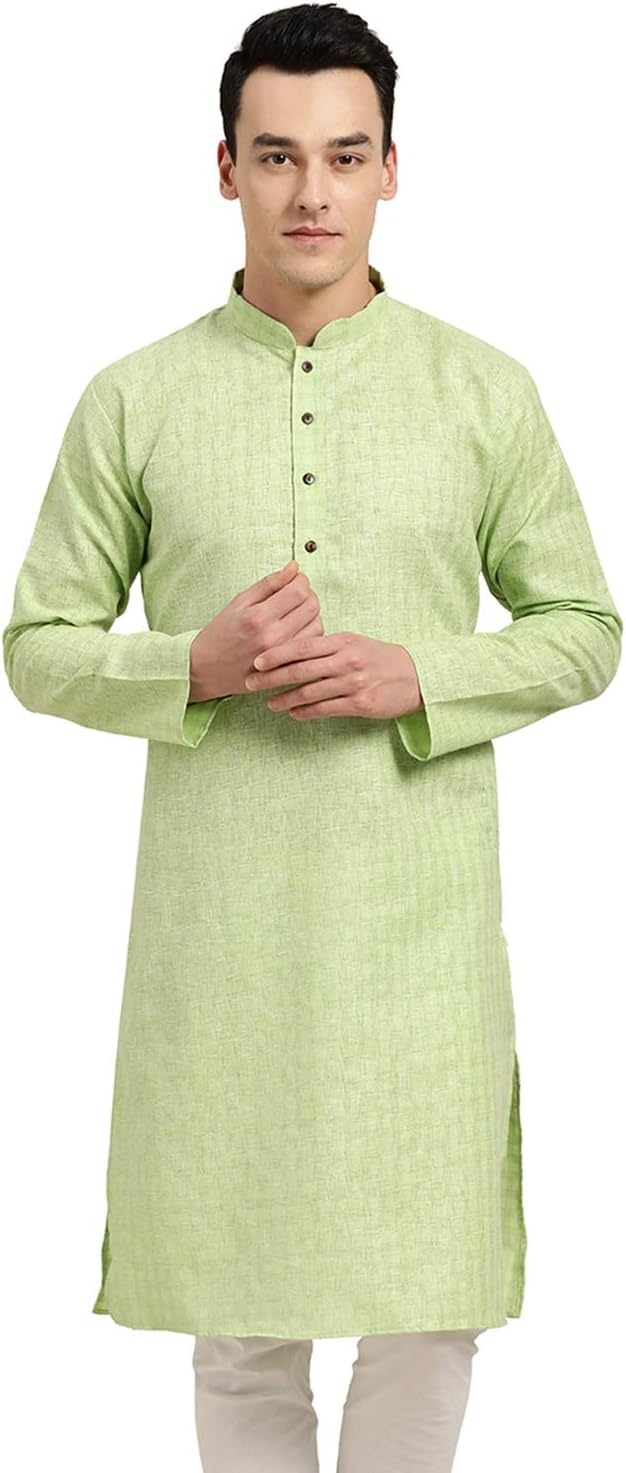 Sojanya (Since 1958 Men’S Cotton Linen Checked Only Long Kurta