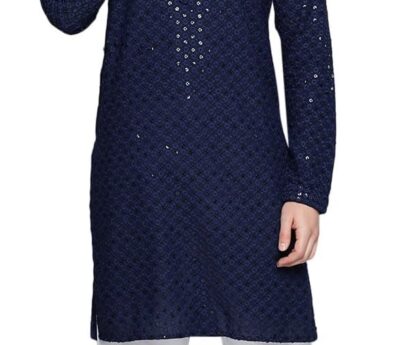 Maple Clothing Sequined Indian Cotton Men’s Kurta Pajama Chikankari Embroidered Wedding Guest Outfit