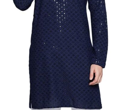 Maple Clothing Sequined Indian Cotton Men’s Kurta Pajama Chikankari Embroidered Wedding Guest Outfit