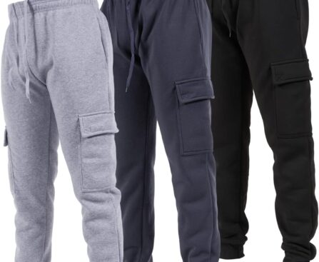 Ultra Performance 3 Pack Mens Sweatpants, Fleece Cargo Joggers for Men with Pockets