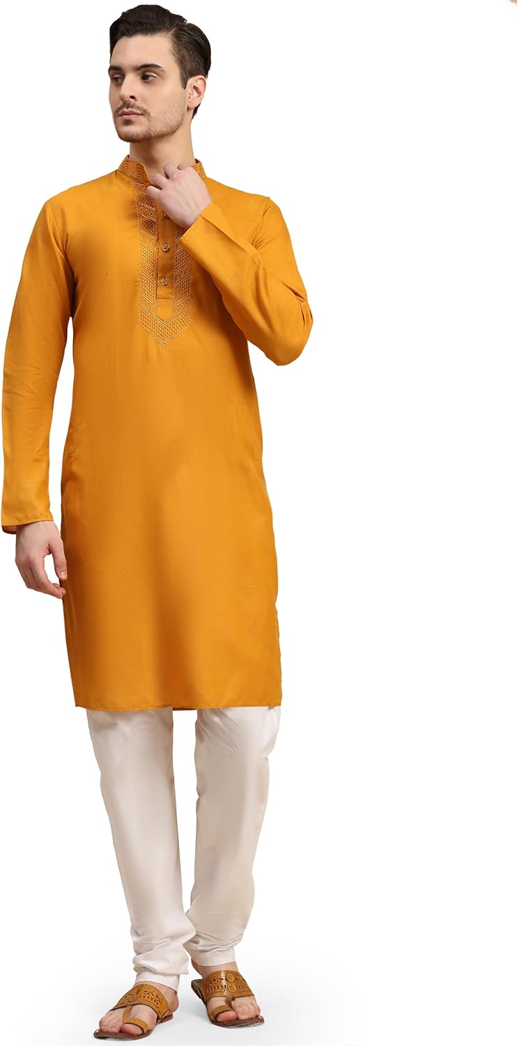 SKAVIJ Men’s Cotton Kurta Pajama Set |Comfortable Kurta Pajama | Perfect Outfit for Diwali, Wedding & Festival Celebrations