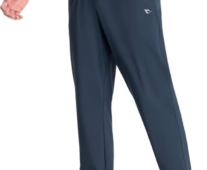 baleaf Men’s Athletic Pants with Zipper Pockets Lightweight Quick Dry Tapered Sweatpants for Track Workout Running Jogging