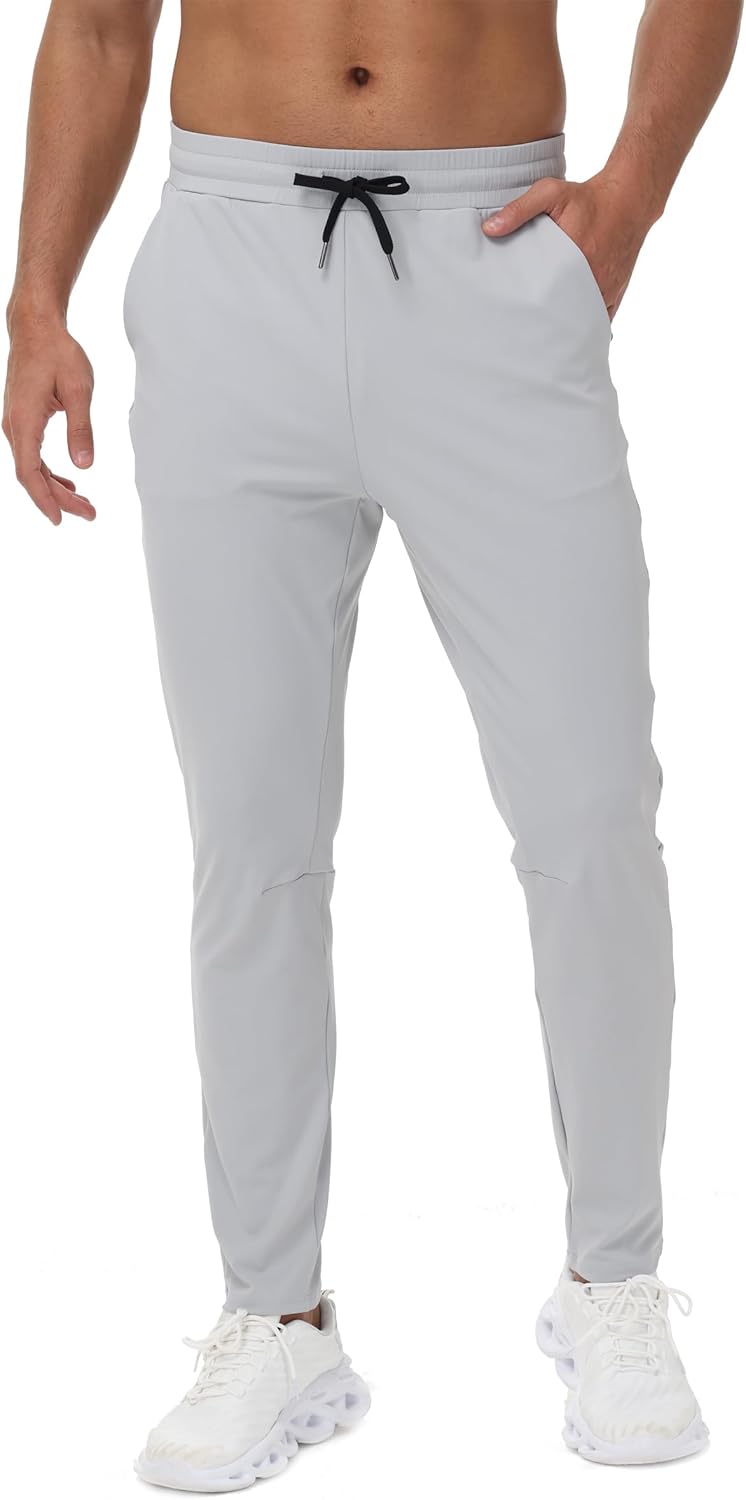 Blaosn Mens Athletic Sweatpants Gym Workout Running Sweat Pants with Zipper Pockets Stretch Track Casual Jogging Joggers