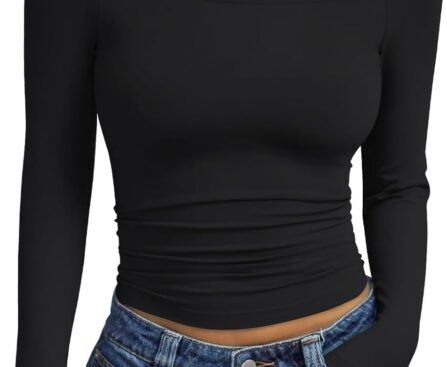 Trendy Queen Womens Long Sleeve Off The Shoulder Tops Going Out Cute Basic Y2K Fall Fashion 2025 Outfits Clothes