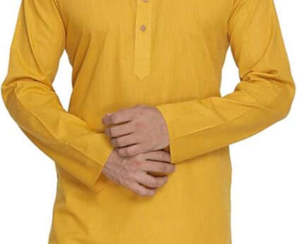 Elina fashion Men’s Tunic Cotton Kurta Pajama Set Indian Traditional Wear