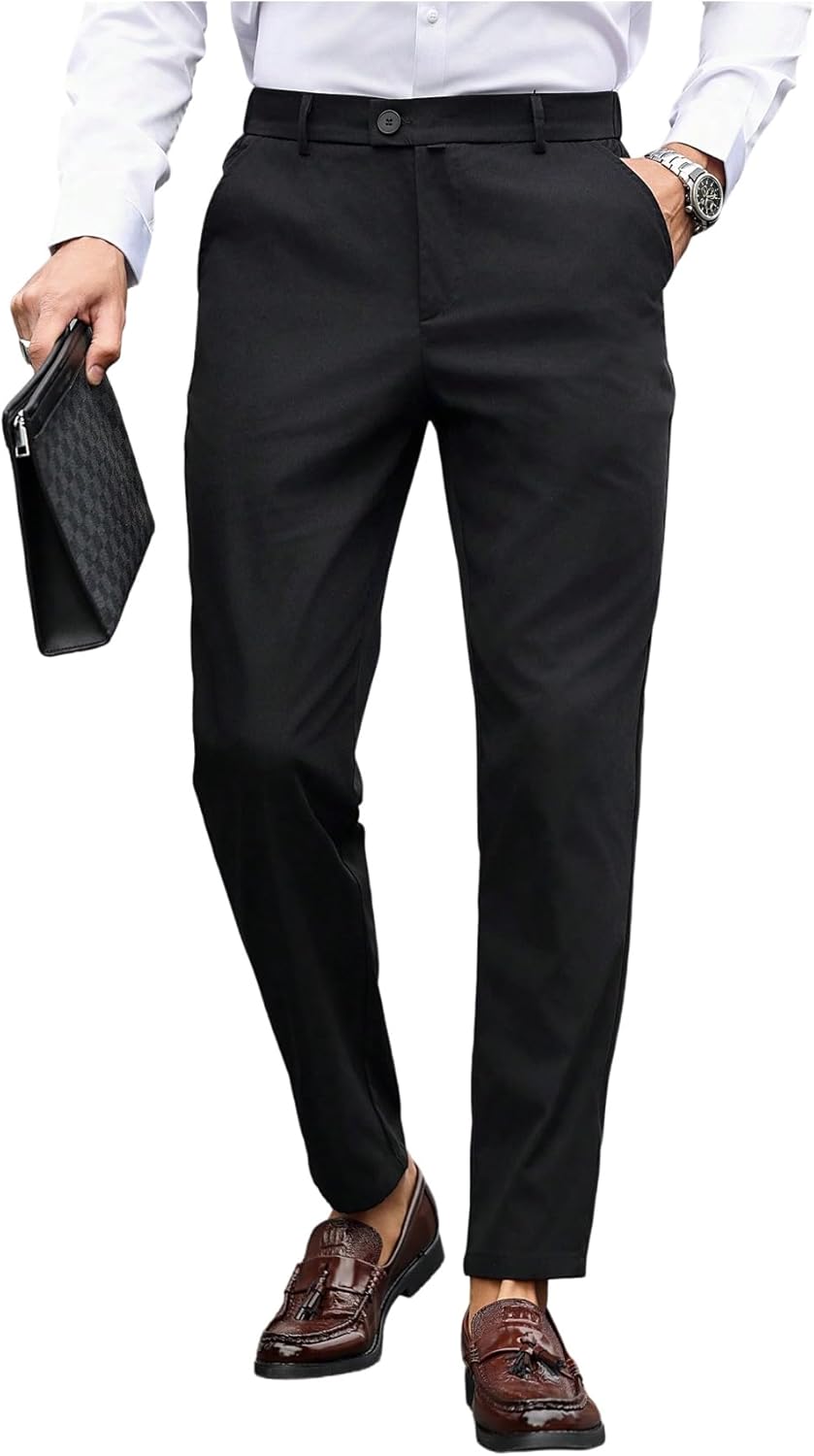 OYOANGLE Men’s Slim Fit Dress Pants Classic Business Casual Office Wedding Suit Trousers