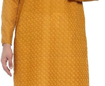 Maple Clothing Men’s Chikankari Kurta Pajama Cotton Indian Wedding Outfit Party Bollywood Dress