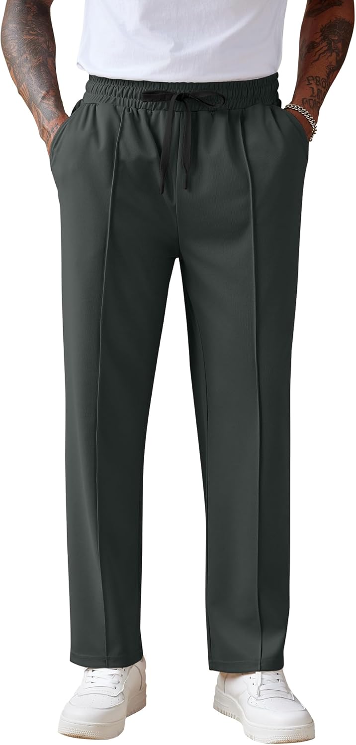 COOFANDY Men’s Knit Sweatpants Lightweight Open Bottom Casual Pants Drawstring Jogger Yoga Pants with Pockets