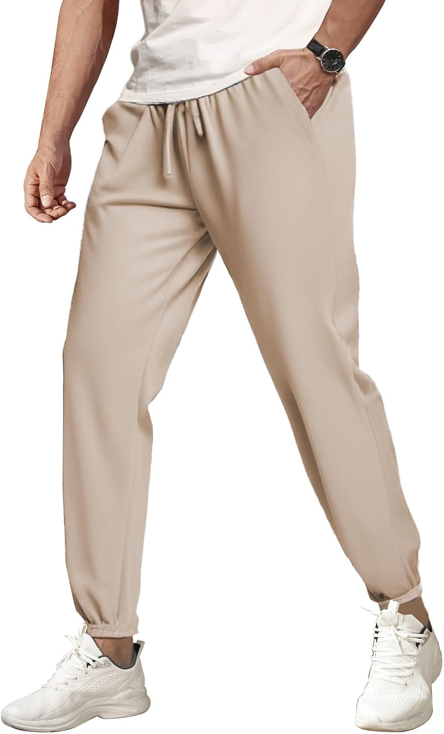 COOFANDY Men’s Waffle Jogger Lightweight Drawstring Casual Pants Slim Fit Jogger Sweatpants with Pockets