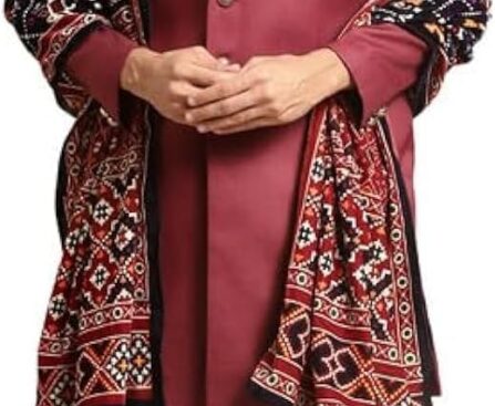 KISAH Men’s Sherwani Set with Dupatta – Traditional Indian Ethnic Wear for Men – Ideal for Weddings, Festivals & Celebrations