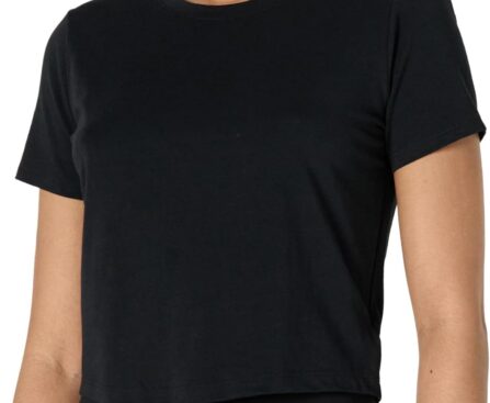 Amazon Essentials Women’s Active Soft Cotton Crewneck Short Sleeve Yoga Workout Lightweight Cropped T-Shirt