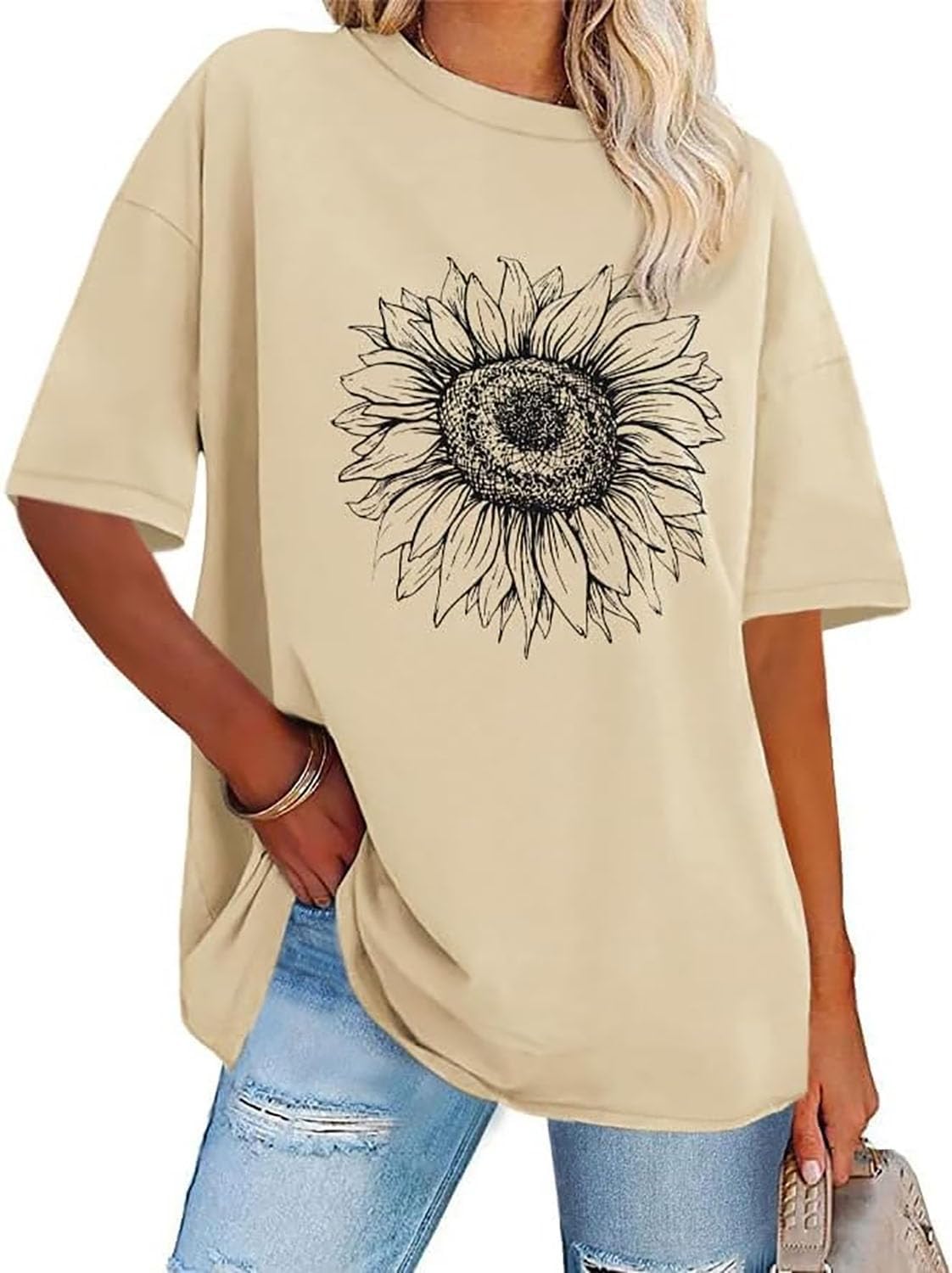 Womens Oversized Tshirt Graphic Tees Crew Neck Summer Short Sleeve Loose Fit Tops