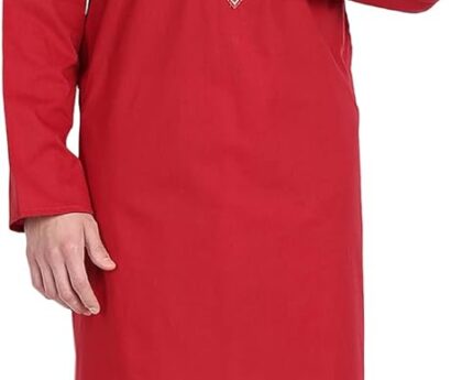 SKAVIJ Men’s Pure Cotton Embroidered Kurta Pajama Set Thread Work Festive Party Wear Great Father’s Day Gift