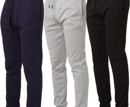 Ultra Performance 3 Pack Mens Lightweight Joggers for Men Casual Lounge Jogger Sweatpants with Pockets (SM – 4X)